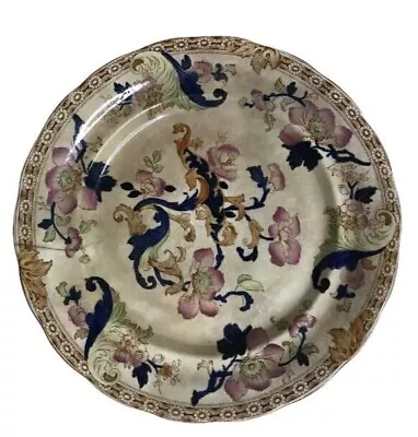 Buy Vintage Antique 19thC Buffalo Pottery Bangor Underglaze 10  Floral Dinner Plate  • 22.09£
