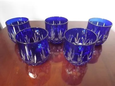 Buy Set Of Five Bohemian Cobalt Blue Tumblers  3 1/4  • 69£