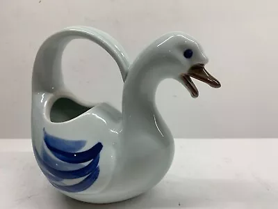 Buy Vintage TAKAHASHI Blueware Ceramic Swan Goose Creamer Handpainted 6  No Lid • 15.17£