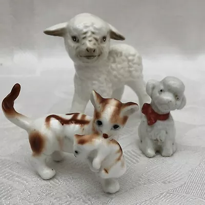 Buy 3 X Vintage Bone China Cats Lambs, Small Ceramic Animals  • 12£