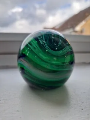Buy Possibly Isle Of Wight Blown Glass Paperweight Green Swirls  • 18.88£
