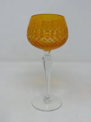 Buy Vintage Czech Bohemian Orange Cut To Clear Crystal Wine Glass Hock • 37.90£