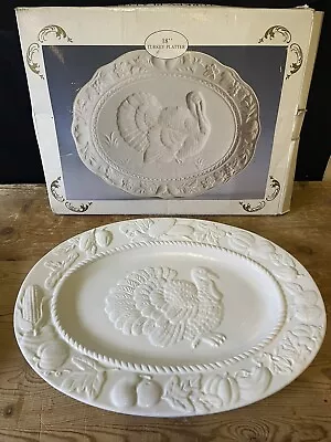 Buy Vintage Extra Large White Glazed Embossed Xmas Turkey Platter Plate 18” Portugal • 25£