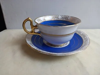 Buy Vintage Royal Stafford China Tea Cup & Saucer - Blue & Gold • 5.99£