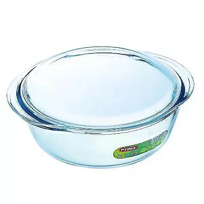 Buy Pyrex Essentials Round Glass Casserole With Lid Clear 1Ltr 207A000 • 9.49£