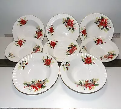 Buy 9 Royal Albert 8  Vintage Poinsettia Bowls C1976 Fine China - VGC • 75£