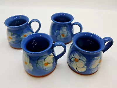 Buy Peter Lochhead Abbey Ceramics Mugs  Scottish Studio Pottery Blue Floral X 4 • 15.99£