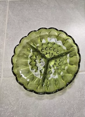 Buy Indiana Glass Avocado Green Colony Park Lane Style Serving Plate With 3 Sections • 11.36£
