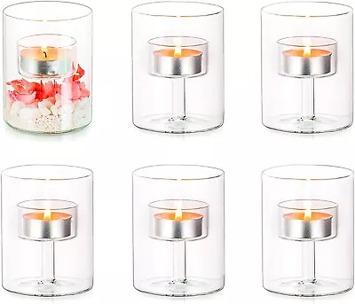 Buy Hewory X6 Glass Hurricane Candle Holders Tealight Table Centrepiece Cylinder • 24.99£
