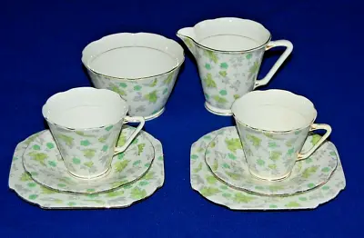 Buy Grafton Green Floral Chintz Tea For Two 8 Piece Set, 1930's, • 12.99£