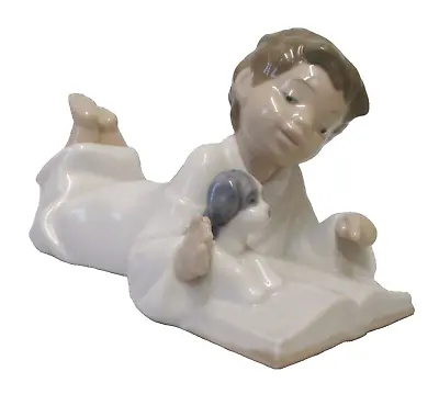 Buy Lladro Nao Figure 1285 Boy With Dog And Book - Repeat After Me • 24.99£