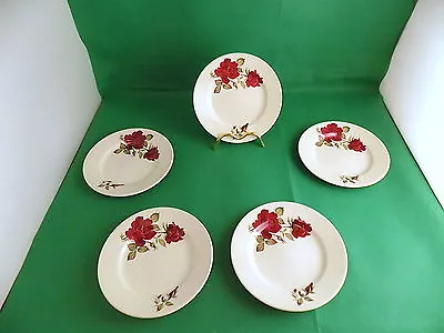 Buy Lord Nelson Potery Red Roses Tea Plates X 5 • 13.20£