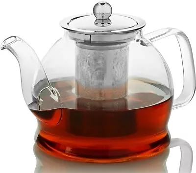 Buy Teapot With Infuser For Loose Tea - 33oz, 4 Cup Tea Infuser, Clear Glass Tea Ket • 8.99£