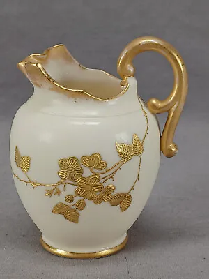 Buy Ceramic Art Company Belleek Raised Gold Flowers & Ivory Creamer C.1889-1906 • 47.95£