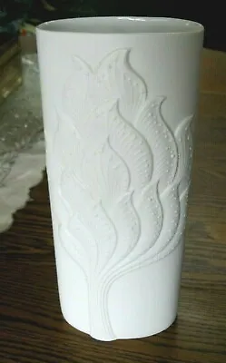 Buy Vintage AK KAISER M. Frey White Bisque Vase Leaf Designed # 578/24 W. Germany • 80.32£
