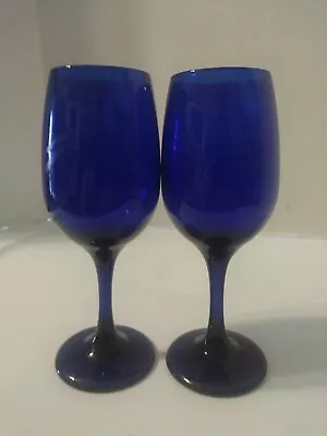 Buy 2 Pcs Cobalt Blue Wine Glasses ( You Are Simply My Best Time) • 18.90£
