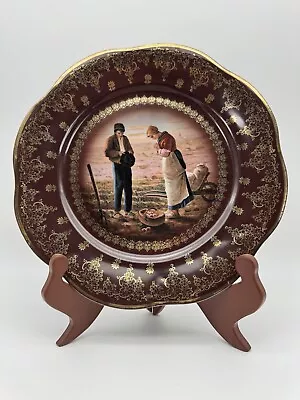 Buy Antique Zeh Scherzer & Co Bavarian Porcelain Plate Woman Praying & Farming Scene • 65.57£