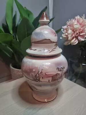 Buy Portuguese Hand Painted Pottery Urn Vase Lidded Pot Jar Decorative - 30cm • 6£