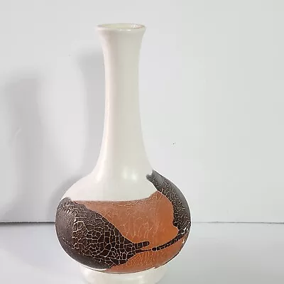 Buy Vtg Royal Haeger Pottery Vase Earth Wrap Lava Glaze Crackle Brown Orange Vase • 25.04£
