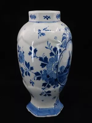 Buy 1800s Royal Delft Ware Faience Hexagonal Top Vase W. Floral Relief & Date XR 8   • 172.46£