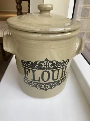 Buy Vintage Moira Handcrafted Farmhouse Glazed Stoneware Lidded Flour Storage Jar • 10£