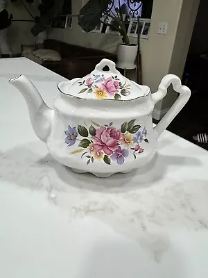 Buy Vintage Arthur Wood & Son Staffordshire England Teapot 6311 Floral Roses Gold  • 14.23£