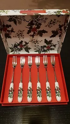 Buy Portmeirion The Holly And The Ivy Set Of 6 Pastry Forks • 11.99£