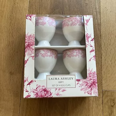Buy Laura Ashley  ~ Set Of 4 Egg Cups  ~ Pink Floral Trim ~ New Boxed • 7£