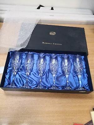 Buy Bohemia Crystal Champagne Flutes Set Of 6 - Boxed, Opened Never Used • 17.50£