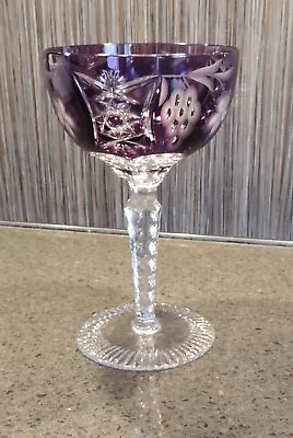 Buy Nachtmann AJKA Bohemian Amethist Cut Clear Crystal Champagne Wine Glass • 65.36£