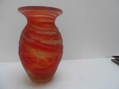 Buy Mdina Art Glass Vase, Orange Frosted Glass, 7 Inches Tall, Stunning & Perfect! • 18£