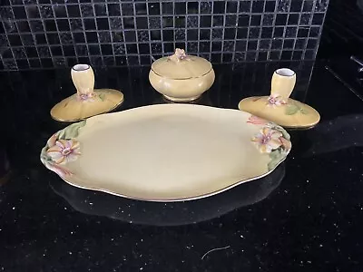 Buy Beautiful Art Deco Royal Winton Yellow 'Petunia' Dressing Table Set, Very Rare • 15£