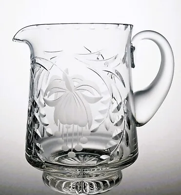 Buy Gorgeous Hand Blown Crystal Fuchsia Cut Glass Footed Jug, Pitcher, Vase - 16.5cm • 25£