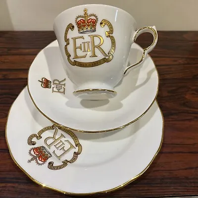 Buy Queen Anne Bone China 3 Piece Set Queen Coronation Cup Saucer Plate 1953 • 10£