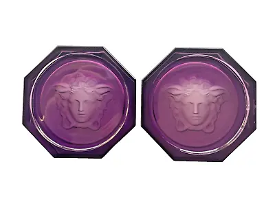 Buy Rosenthal Versace Glass Coasters 2 New Colour Amethyst Drinks Wine Table Boxed • 65£