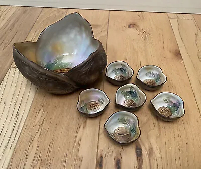 Buy Vintage/Antique Noritake Japan Hand Painted Walnut Pottery Nut Dish Bowl Set • 81.09£