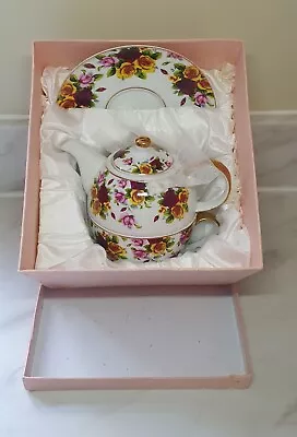 Buy Rose Garden Pink Floral Tea For One Teapot Cup And Saucer Set Gift Boxed • 19.99£