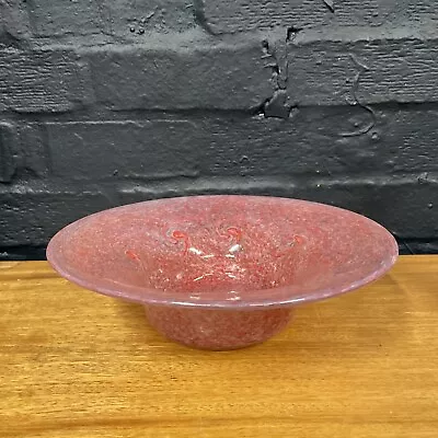 Buy Vasart Glass Bowl Signed Pink Swirls ￼1960s Scotland B165 • 59.99£
