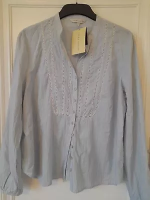 Buy Laura Ashley Cotton Thin Blue Stripe Shirt Ladies Size 20 • 14.99£