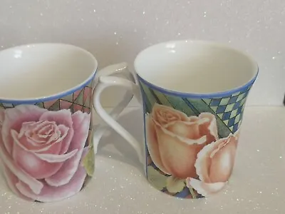 Buy Beautiful Pair Of Queen's Fine Bone China Mugs   Velvet Flowers  Pattern.  • 12£