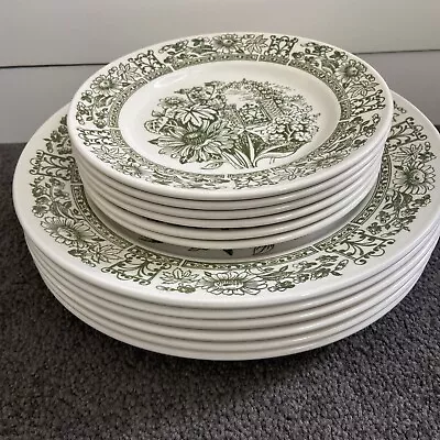 Buy Broadhurst English Garden Plates Dinner Side Green Ironstone X12 • 39.99£