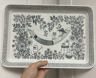 Buy RARE Arabia Of Finland Platter Plate Rectangle Emilia Pattern Garden Tea Party • 94.84£