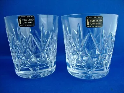 Buy 2 X Whitefriars Crystal Coronet Cut Pattern DOF Tumblers Glasses - Stickered 3 • 49.95£