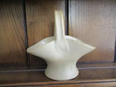 Buy Studio Pottery Vase Posy Basket HILLSTONIA 1930s Art Deco Style 16cm Tall Beige • 7.99£