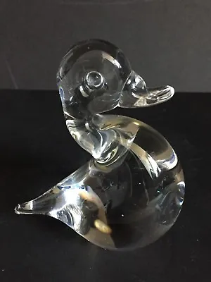 Buy Etch Marked Wedgwood Studio Clear Art Glass Duck Bird Figure Paperweight • 12.99£