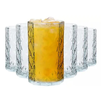 Buy Whiskey Glasses Highball Tumblers 280ml Set Of 6 Whisky Water Juice Tumbler Cut • 11.99£