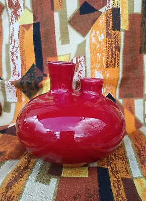 Buy Funky Vibrant Double Spout Studio Art Pottery  Vase, Signed - Candy Apple Red  • 36.44£