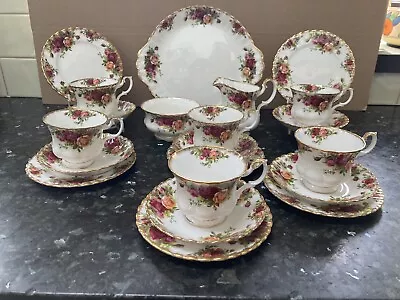 Buy Royal Albert Old Country Roses 21 Piece Bone China Tea Set Excellent • 65£