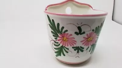 Buy Wall Pocket Hanging Vase - Pink & White Ceramic - Hand-Painted - Cottagecore  • 9.50£