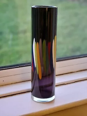 Buy Vintage Skrdlrovice Signed Jiri Beranek Czech Art Glass Amethyst Rainbow Vase • 349.99£
